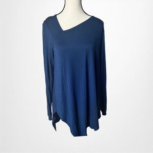 DG2 By Diane Gilman Blue Long Sleeve Tunic Blouse Size Medium New with Tags